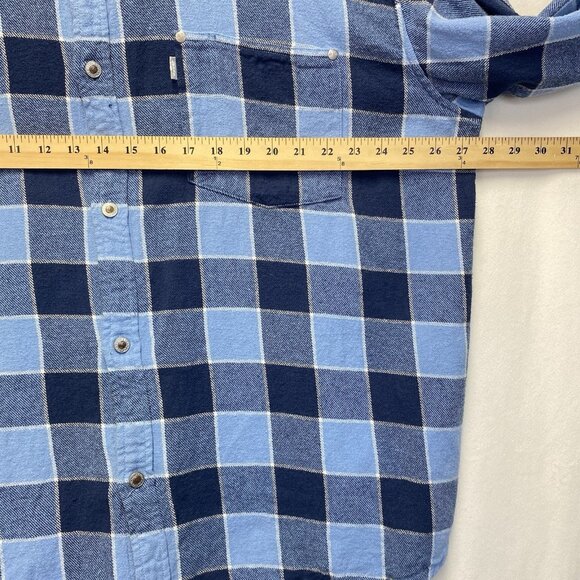 Levi's Silver Tab Oversized Plaid Flannel Metal Button-Up Shirt Men Size XL Blue - Picture 5 of 15